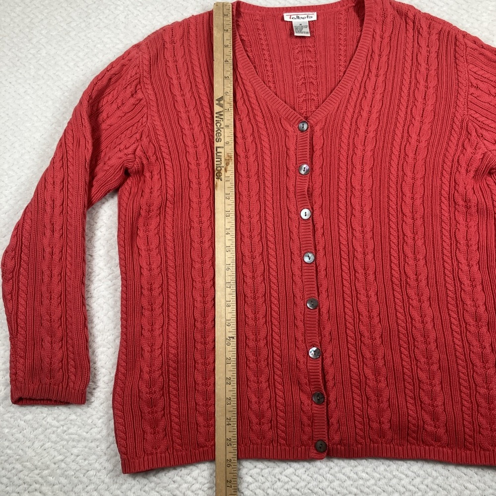 Vtg Talbots Pink Cable Knit Sweater Cardigan Button Up Women's Size M - Picture 10 of 13